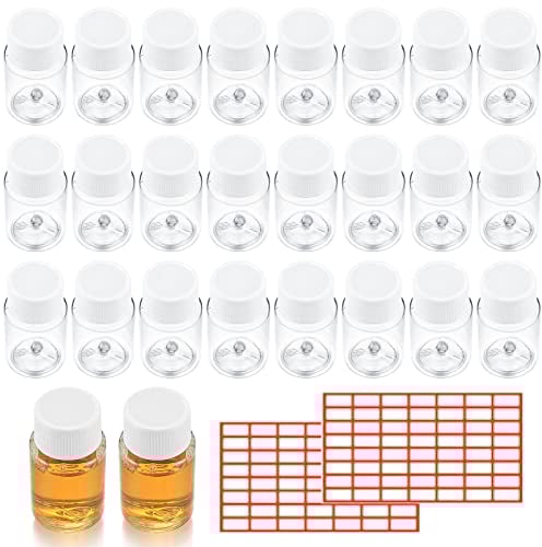 52 Pièces Flacons en Plastique avec Bouchon à vis, 20ml Bouteilles de Voyage Portables, Bouteilles Récipient Cosmétiques Transparents pour Voyage, Shampoing, Lotion, Liquides, avec 2 Autocollants