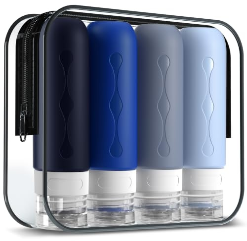 Gemice Travel Bottles for Toiletries Tsa Approved Travel 3oz Size Containers BPA Free Leak Proof Travel Tubs Refillable Liquid Travel Accessories for Cometic Shampoo and Lotion Soap, Navy, 3 Ounces