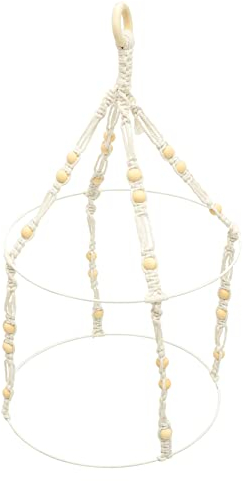 Cabilock Estante Anti-Humedad De Vainilla Ganchos para Secadora Tendedero Percha De Macramé Deshidratador Solar Secador De Hierbas Tejido Secador Colgante Tejido Cordón Soporte Madera