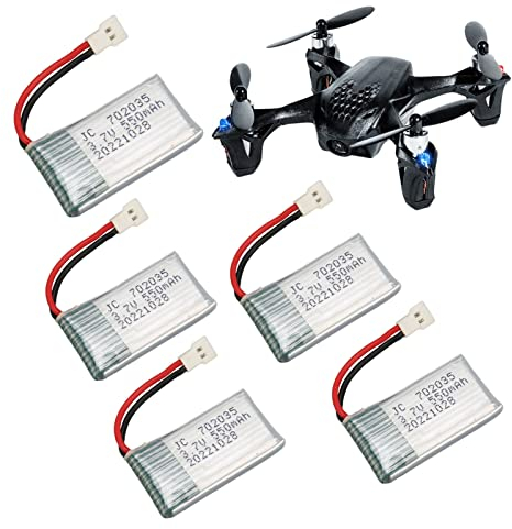 5pcs 3.7V 550mAh Batterie pour Hubsan X4 H107 H107L H107D MJXRC F47 DFD F180 RC Drone, Remplacement RC Drone UAV Batterie Accessoires, Plug and Play