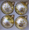 Creme und goldene Weihnachtskugeln aus Glas mit goldenem Blumenmuster Durchmesser 8 cm 4er Set