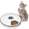 Relaxdays Distributeur Automatique pour Chat, Jusqu’à 6 portions, HxD : 5,5x30,5 cm, gamelle programmable, Blanc - Gris