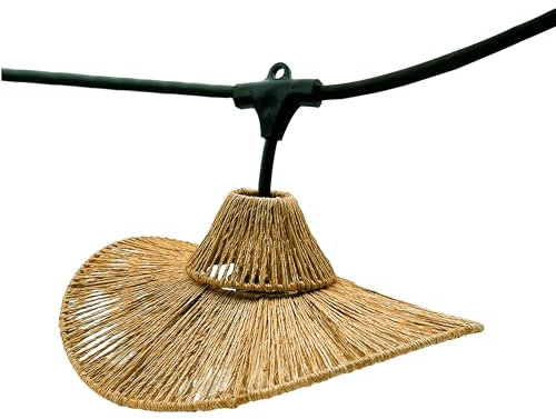Guirlande lumineuse raccordable d'extérieur avec abat-jour en corde naturelle style bohème 7 ampoules à filament douille E27 LED blanc chaud WAVY LIGHT 6m