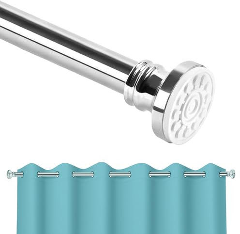 BreeRainz Stainless Steel Extendable Curtain Poles 65-157cm, Shower Curtain Pole No Drill, Curtain Rail, Telescopic Pole, Tension Rods for Curtains Window Bathroom Closet Wardrobe Kitchen Door