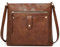 DOB SECHS dobsechs Damen Mittelgroß Handtasche Umhängetasche aus PU Leder Schultertasche für Frauen Crossbody Bag mit verstellbarem Schultergurt, Braun