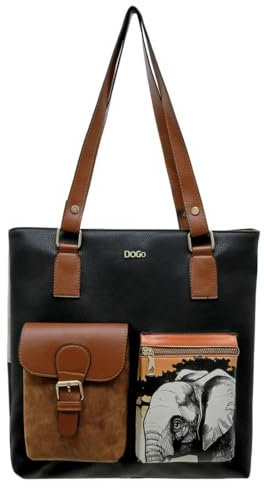 DOGO Handgefertigte Umhängetaschen aus veganem Leder für Damen, Tragetaschen mit verschiedenen Designs für Frauen, stilvolle und modische Wahl, Sunset Animals, Standard