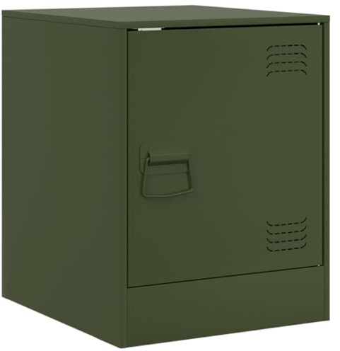 vidaXL Nachttisch, Nachtschrank mit Stauraum, Nachtkonsole Nachtkommode für Schlafzimmer, Schlafzimmer Schrank Kommode, Modern, Olivgrün Stahl