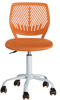 FurnitureR 1 Set Bürostuhl, höhenverstellbar, Drehstuhl mit Design der Rückenlehne mit kleinem Loch, Schreibtisch ohne Armlehnen, Bürostuhl, Schlafzimmerschreibtisch, Orange
