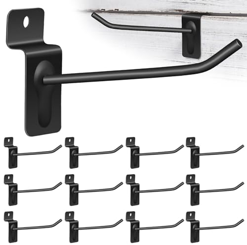 ABOOFAN 12 Stück Lamellen-Wandpaneel-Haken Zum Aufhängen Von Lamellenwand-Zubehör Metall-Lamellen-Wandaufhängungshaken Schwarze Lamellen-Wandaufhängung Lamellenwand-Heringe In