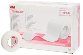 3M Transpore 1527-0 | Medizinisches Pflaster, 1,25 cm x 9,1 m, transparent | Medizinisches Rollenpflaster, Klebeband, latexfrei, 1,25 cm x 9,1 cm, transparent, 24 Rollen pro Karton
