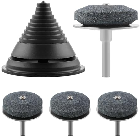 A.I.FORCE 4-Pack Lawn Mower Blade Sharpener and Precision Lawn Mower Blade Balancer, Updated Steel Backing Mower Blade Sharpener Kit Fits Any Power Hand Drill, Used for Sharpening Blades, Sickle Bar