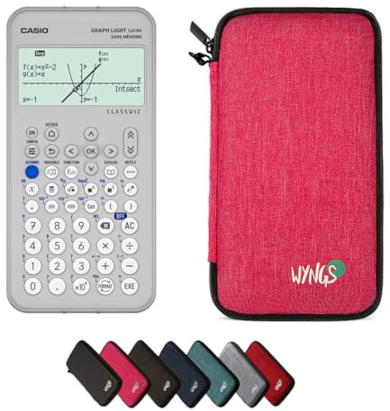 Casio Graph Light avec Housse de Protection WYNGS Incluse Rose - Calculatrice Graphique - Pack de Base