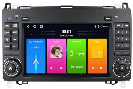 Auto GPS Navi Autoradio Navigation Bildschirme Monitore mit CarPlay&Android kompatibel mit Mercedes-Benz Viano W639 W168 W169 A150 A160 A170 A180 A200 W203 C30 C32 C35 C180 C200 C220 C230 C240 (G7239)