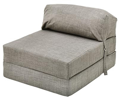 Loft 25 Folding Fold Out Single Z Bed Mattress | Soft & Comfy Sofa Seat | Great for Living Room & Bedrooms | Lightweight Sleepover Chair Sofa Futon (Grey)