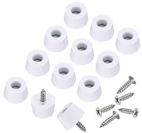 sourcing map 24pcs Rubber Feet Bumpers Buffer Non-Slip Rubber Feet Pad with 4mm Screws for Cutting Board, Cutting Board Feet Non-Slip, Cutting Board Rubber Feet (White, 0.4H x 0.7D)