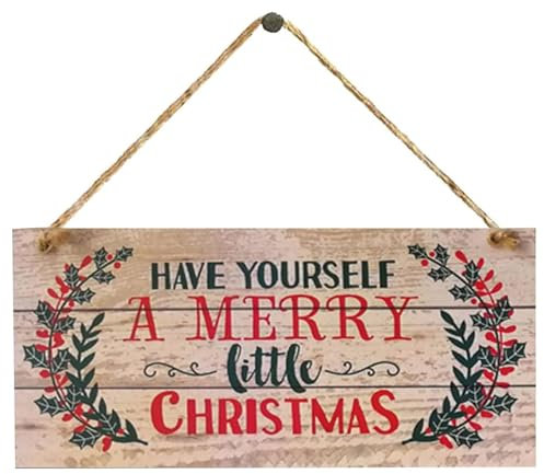 Viojrlly Décoration de Porte en Bois avec Inscription 'Merry Christmas', Décorations de Sapin de Noël à Suspendre, Panneaux Décoratifs de Noël Suspendus Ornement
