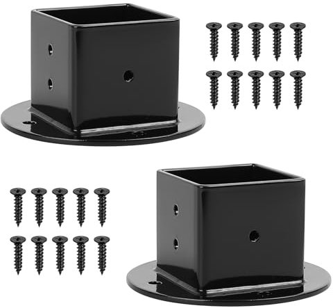 2 Pcs Soporte de Postes para Vallas, Soportes de Poste Cuadrado, Base de Poste de Anclaje Poste Atornillable para 50x50 mm Suelo Hormigón Jardin Postes de Madera Cenadores Barandillas Buzón