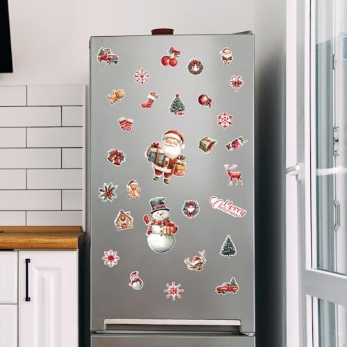 29st Weihnachtsmagnete, Urlaubsmagnete Winterferienmagnete Schneemann Weihnachtsmann Baum Magnetische Kühlschrankaufkleber für Weihnachtsdeko an Garagentor und Briefkasten