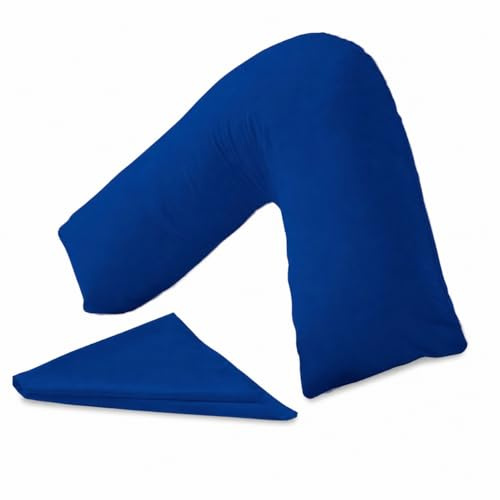 URBAN GROOVE V Shaped Pillowcase Cover Plain Polycotton Back & Neck Support Orthopaedic/Pregnancy/Nursing Pillowcase Cover - V Pillow case cover only (Envelope Closure) (Royal Blue)
