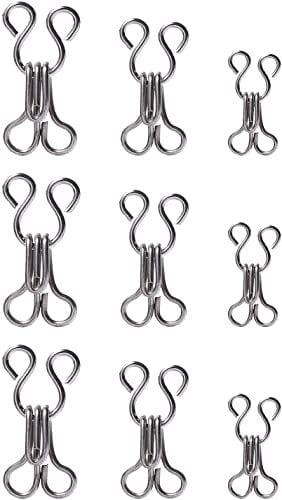 Buckles, 18 Pair Sewing Hooks And Eyes Closure, 3 Sizes Reusable Metal Sewing Diy Craft Accessories, Suitable For Bra, Corset, Shirt, Pants, Gun-Black & Silver Convenient