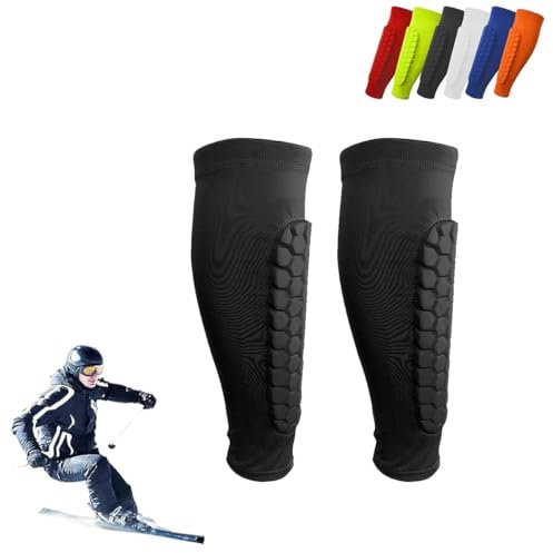 Frost Armours Ski Shields,Shinbang Protector 2.0,Shin Defender Schienbeinschoner,Ski-Schienbeinschoner und Ski Guard-Socken,lange,atmungsaktive,elastische Waben-Antikollisions-Leggings-Schutzhülle(Sch