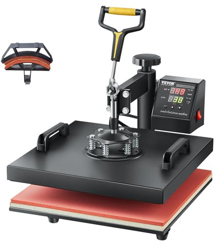 VEVOR - Heat Press Machine, 15 x 15, 2 in 1 Heat Transfer Machine with Hat Press, 360° Swing Away Pressure Tee, Precise Digital Control, Fast Heating