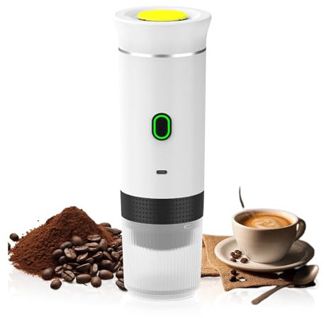 RUICUBEI 3-in-1 Portable Electric Espresso Coffee Machine,Mini portable coffee maker,Wireless Self Heating Capsules Pods Espresso Coffee Machine for Car Home Office Camping Travel Maker (White)