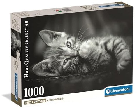 Clementoni - Puzzle pour Adultes 1000 Pièces, HQC Kitty - Compact Box, Fabriqué en Italie, 39950