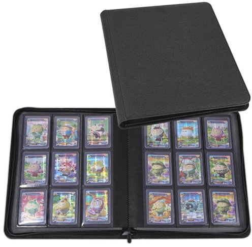 Zhufas Toploader Binder Album für 288 Toploader, 16 Seite 9 Fächer Toploader Binder mit Hüllen für 3x4 Rigid Toploader Card, für Sammelkarten Pokemon Karten wie diese, Baseballkarten, Sportkarten