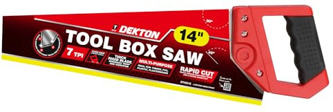 DEKTON 350mm (14) Toolbox Saw-Heavy-Duty Steel Blade| Precision Cut Teeth| Ergonomic Handle| Ideal for Wood, Plastic, and Metal| Durable and Long-Lasting Tool| Efficient Cutting Performance