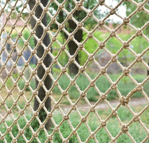 RVUEM Sicherheitsnetz Aus Hanf Seil, Absturzsicherungs Netz, Kletterseil, FüR Kinder Im Freien, Treppen, Balkone Und Dekoration,Rope Thickness:6mm,1×3m