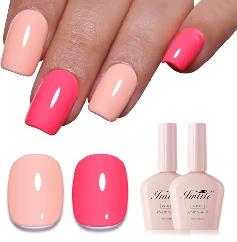 Imtiti Summer Gel Nail Polish Set, 2Colors Pink and Nude Pink Gel Polish for Nail Manicure Salon at Home（0.34Fl Oz*2-999）