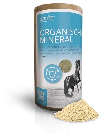 STRÖH Organisches Mineral für Pferde - Mineralien & Spurenelemente - 1,2 kg | Mit Calcium, Eisen, Kupfer, Kobalt, Mangan & Magnesium - Knochen, Muskeln, Fell - Mineralfutter Pferd - Hohe Bioverfügbarkeit
