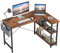 CubiCubi L-förmiger Schreibtisch 120x70 cm Gaming Tisch mit Regalen, Umkehrbarer PC Ecktisch Computertisch, Eckschreibtisch für Gaming, Studium und Arbeit，Braun