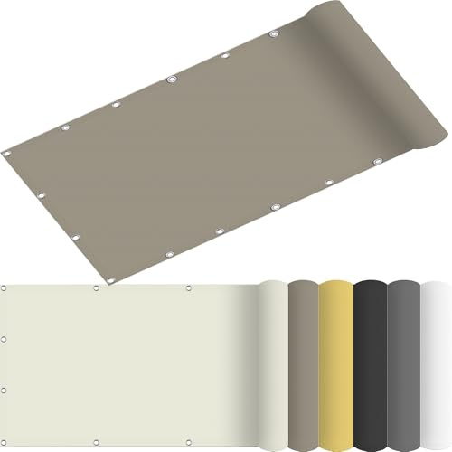 Garten Sonnensegel 180 x 450 cm Seitenmarkise Schattierungsnetz Polyester Wasserabweisend mit Ösen Und Befestigungsseile für Terrasse, Outdoor-Aktivitäten, Taupe