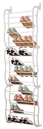 Over The Door Shoe Rack - 36 Pairs Hanging Organizer with 12 Tiers Adjustable Shelves for Efficient Shoe Storage