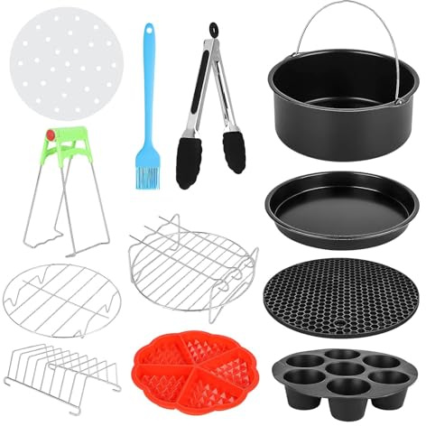 GREENSAPPIRE Heißluftfritteuse Universal 5 STK Friteusen Zubehörset Airfryer XL Fritteuse Backform für die Meisten Backzubehör Geeignet 15 STK