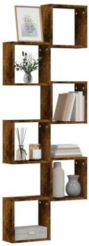 Owoxanthellate Wandregal-Set 6er Räuchereiche 30x15x30 cm Holzwerkoff Robustes Regal-Würfel Modernes Design Maximale Stauraum-Lösung für Wohnzimmer Küche Büro