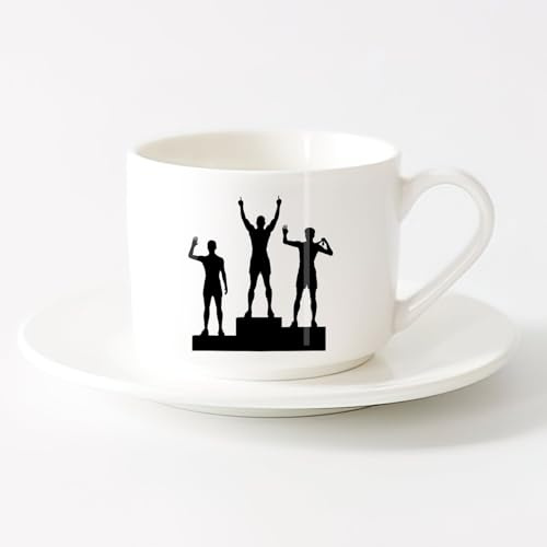 Stilvolle Tee- und Kaffeetassen Athlet Medaille Champion Gewinner Sport （6oz/175ml） Büro, Zuhause, Café, Spülmaschinen- & Mikrowellengeeignet Teeservice mit Tasse und Untertasse (weiß)