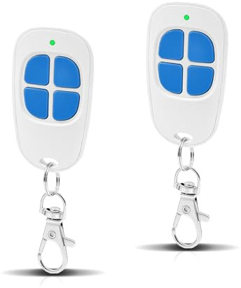 2 x AAM0049 - Mando a distancia para puerta y garaje - Compatible con SCS Sentinel - 433,92 MHz - 4 canales - Código secreto giratorio y largo alcance - Azul