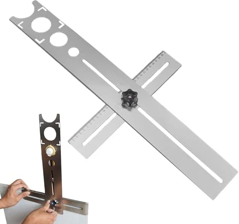 Yaztauho Bohrloch Finder - Edelstahl Universal Einstellbare Messlehre - Lineal Zur Lochortung Und Positionierung | Für Keramik Holz Fliesen Und Böden