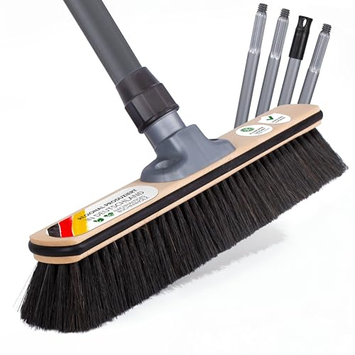 ORGAFLIX Premium Besen mit Stiel 40 cm, Kehrbesen mit Kantenschutz für Haus und Küche, Besenkopf mit Qualitätsmischung, Universal-Gewinde 24-28mm, Zimmerbesen Made in Germany, Besenstiel Made in Italy