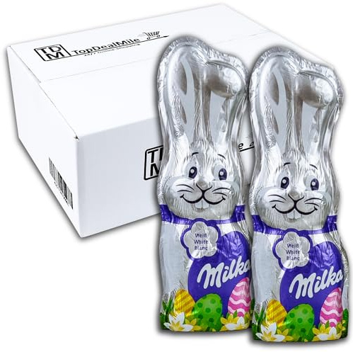 TopDealMile- Vorratspack - für Milka Osterhase Hase Schmunzelhase Weiß 2 x 90 g Osterhasen-Hohlfigur aus weißer Schokolade