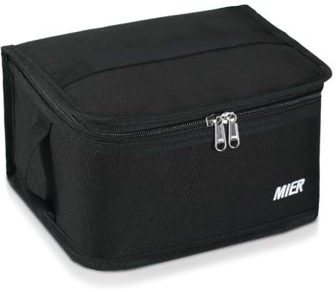 MIER Small Lunch Bag Insulated Compact Cooler for Backpack, Black, 5L | Mini Lunch Box, Portable Cooler for Work, Picnics, Travle, Beach, Holidays, Keep Food Fresh & Cool,Easy to Carry/Clean