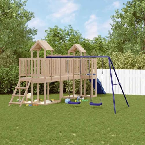 LoogCape Spielturm Massivholz Kiefer mit Rutsche Schaukel Set für Kinder Garten outdoor robust Kinderklettergerüst Spielhaus mit Sandkasten Holzspielplatz für Jungen Mädchen 3-8 Jahre