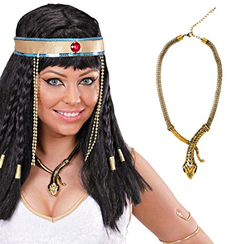 Amakando Cleopatra Kette Ägyptische Schlangen Halskette Göttin Schmuckkette Antike Pharao Schlangenkette Ägypterin Königin Kostüm Accessoire Collier Königskette