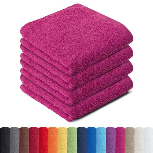 AR Line 4er Pack zum Sparpreis, Frottier Handtuch-Serie - in 7 Größen und 16 Farben 100% Baumwolle 500 g/m², 4er Pack Seiftücher (30x30 cm) in Pink