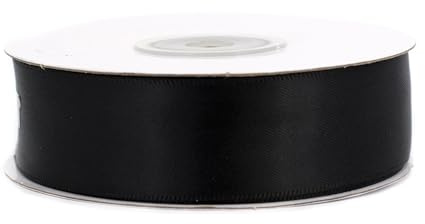 Doppelseitiges Satinband 25mm x 20m Rolle - FARBAUSWAHL in 6/10/25/38mm - farbecht & waschbar - Schleifenband für Hochzeit - Geschenkband zum Verpacken Dekorieren Basteln - Schwarz 030