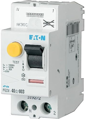 EATON 109272 PFGM-40/2/003 - INTERRUPTEUR DIFFERENTIEL - Blanc - MANETTE NOIRE - 2 POLES / 40 A / 30 MA - TYPE A - Raccordement direct sans vis