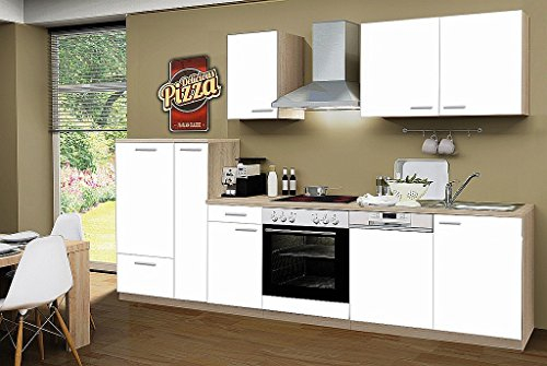 idealShopping GmbH Küchenblock ohne Elektrogeräte Classic 300 cm in weiß matt (Geschirrspüler geeignet)